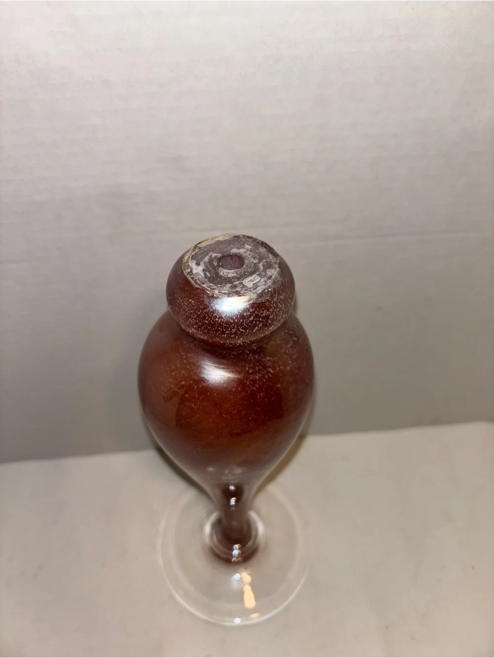 Murano Iridescent Brown Tall Glass Candle Holder-Good condition